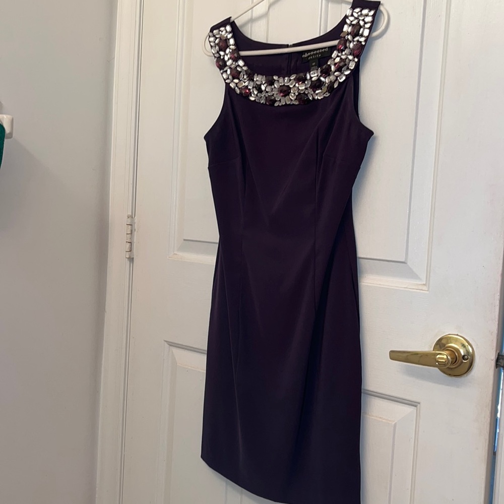 Beautiful purple dress rhinestone neck line- size4 petite